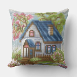 Handcrafted-Effect Mosaic Cottage Art Throw Pillow Kussen
