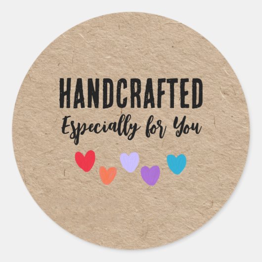Handcrafted Especially for You – Kraft Paper Look Ronde Sticker (Voorkant)