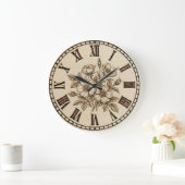Handcrafted Floral Wood Wall Clock Grote Klok (Huis)