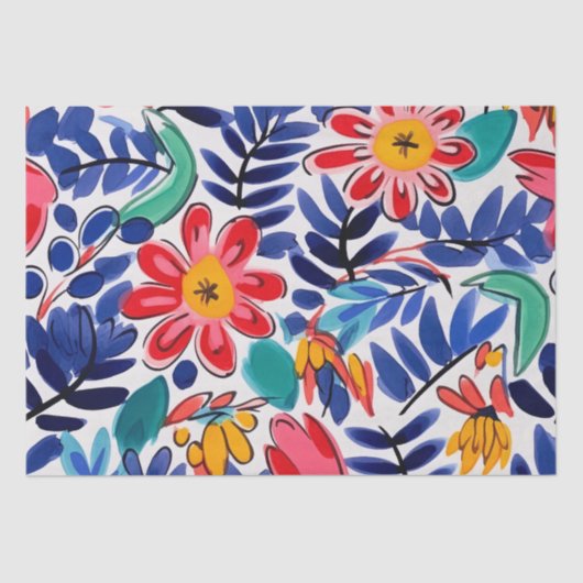 Handcrafted Folk Art-inspired Seidenpapier Tissuepapier (Voorkant)