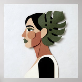 Handcrafted Paper-Cut Portrait in Forest Poster