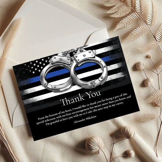 Handcuffs American Flag Police Graduation Bedankkaart
