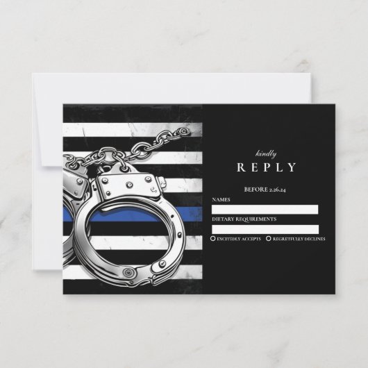 Handcuffs American Flag Police Graduation RSVP Kaartje (Voorkant)