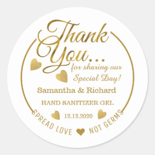 Handdesinfecter Spreid Liefde Goud Bedankt Favorie Ronde Sticker