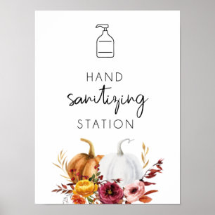 Handdesinfectie Station Bloemige Pompoenen Poster