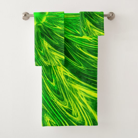 Handdoek Abstracte lijnen Groene bloem (Insitu)