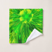 Handdoek Abstracte lijnen Groene bloem (Wasdoekje)