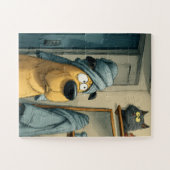 Handdoek-Head Dog & Sneaky Cat – Grappige puzzel (Horizontaal)