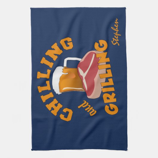 Handdoek met aangepaste naam voor koelen en grille (Verticaal)