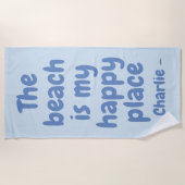 Handdoek met eigen naam geluksplek strand (Voorkant)