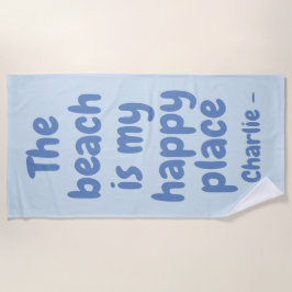 Handdoek met eigen naam geluksplek strand