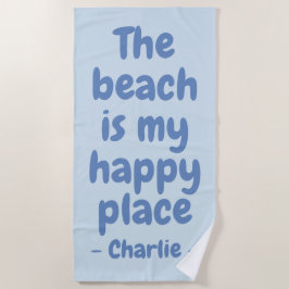 Handdoek met eigen naam geluksplek strand