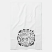 Handdoek met lijntekeningen en Logo binnen (Verticaal)