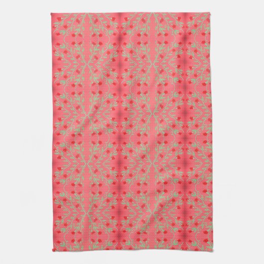 Handdoek met rood en roze (Verticaal)