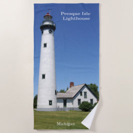 Handdoek met strand van Presque Isle Lighthouse