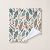 Handdoek met veermotief Rustieke stam-badkameracce (Wasdoekje)