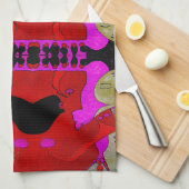 Handdoek of washandje in rood en zwart (Quarter Fold)