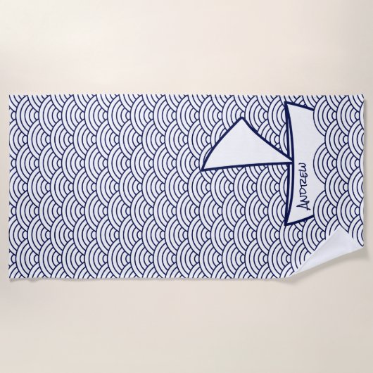 Handdoek op Waves Beach Towel (Voorkant)