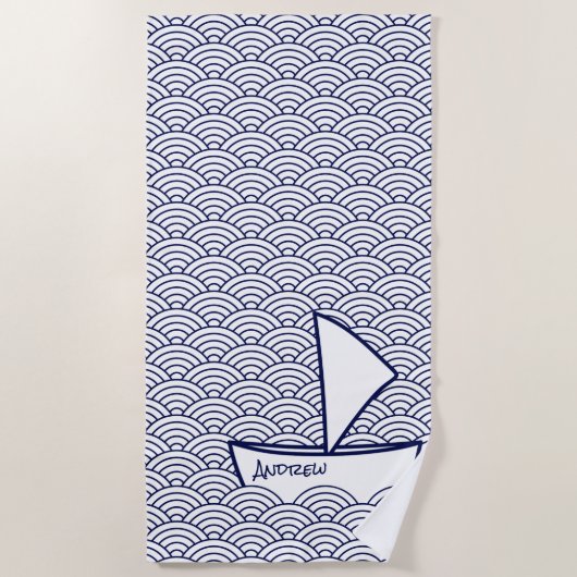 Handdoek op Waves Beach Towel (Voorkant)