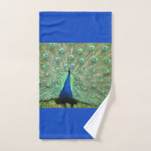Handdoek - Peacock op Royal Blue