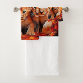 Handdoek set - Five Lion Cubs artwork