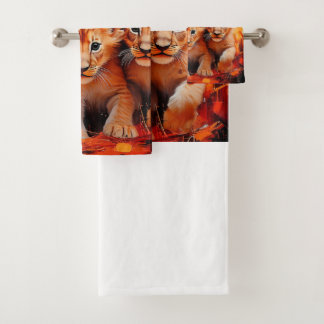 Handdoek set - Five Lion Cubs artwork