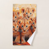 Handdoek set - Five Lion Cubs artwork (Handdoek)
