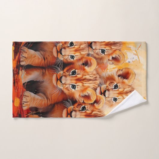 Handdoek set - Five Lion Cubs artwork (Handdoek)