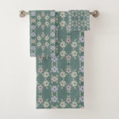 Handdoek Set In Vervaagde Bloemen Met Blauwgroen E (Insitu)