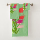 Handdoek Set Licht groen met bloemen (Insitu)