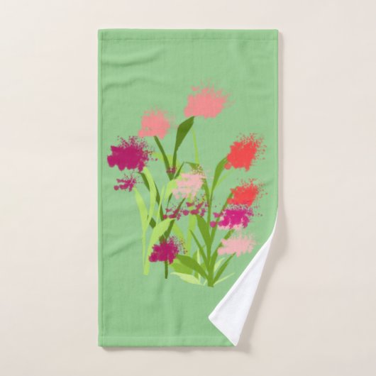 Handdoek Set Licht groen met bloemen (Handdoek)
