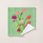 Handdoek Set Licht groen met bloemen (Wasdoekje)