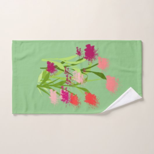 Handdoek Set Licht groen met bloemen (Handdoek)