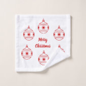 Handdoek Set - Rode Kerst Orbs (Wasdoekje)