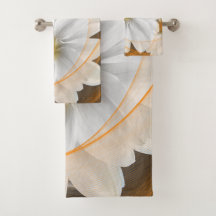 Handdoekbloemen Wit Zwart Sinaasappel