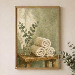 Handdoeken en Eucalyptus Aquarel Poster