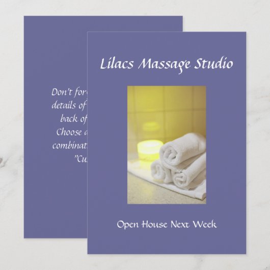 Handdoeken en kaars in een spa-instelling kaart (Voorkant / Achterkant)