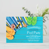 Handdoeken en Teenslippers Uitnodiging (Staand voorkant)