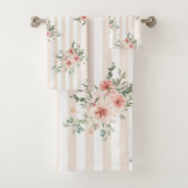 Handdoeken hebben Blush Pink Floral Vert ingesteld (Insitu)