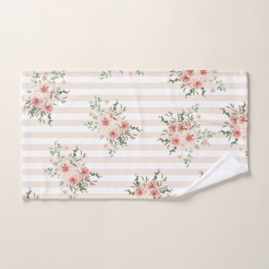 Handdoeken hebben Blush Pink Floral Vert ingesteld (Handdoek)