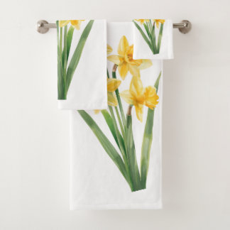 Handdoeken met lente narcissen, gele bloemendesign