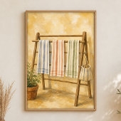 Handdoeken op het droogrek Aquarel Poster