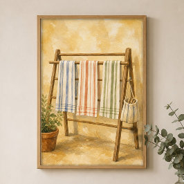 Handdoeken op het droogrek Aquarel Poster