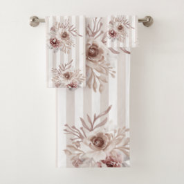 Handdoeken plaatste Neutrale Browns Floral Vert. W