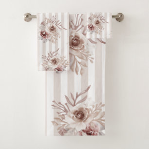Handdoeken plaatste Neutrale Browns Floral Vert. W
