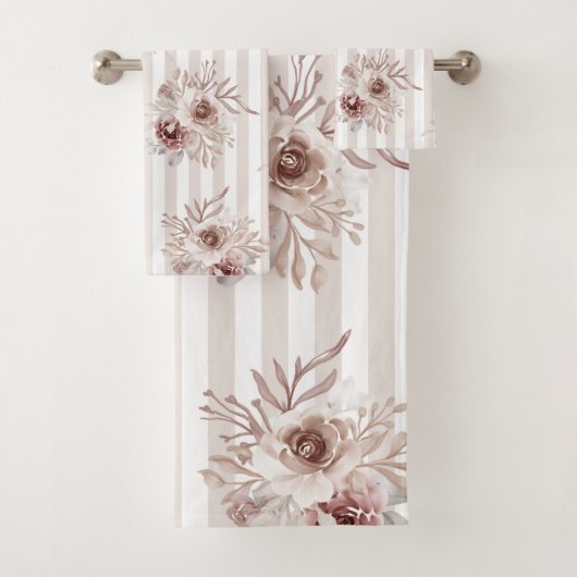 Handdoeken plaatste Neutrale Browns Floral Vert. W (Insitu)