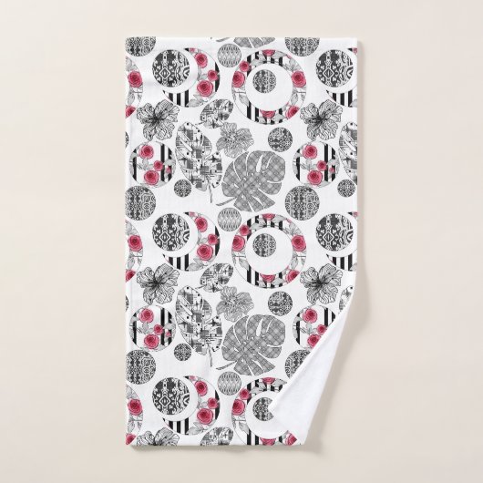 Handdoeken, rood en zwart, kantelen, patchwork, bi bad handdoek (Handdoek)