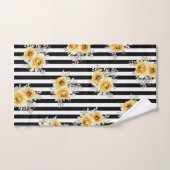 Handdoeken zetten geel Floral Vert. Black Stripes (Handdoek)