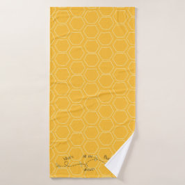 Handdoekenset met honingbij en bloemrijke honingra bad handdoek