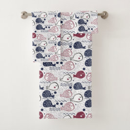 Handdoekenset met patroon van schattige vissen bad handdoek